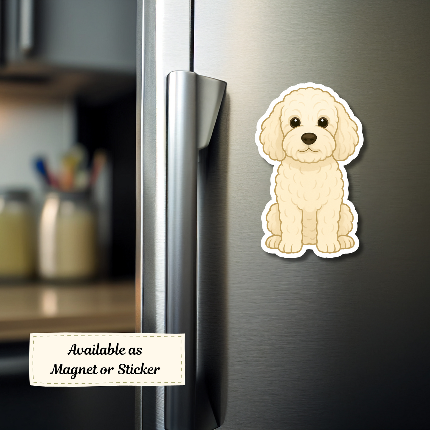Custom Cockapoo Dog Sticker - Cream | Personalized with Name