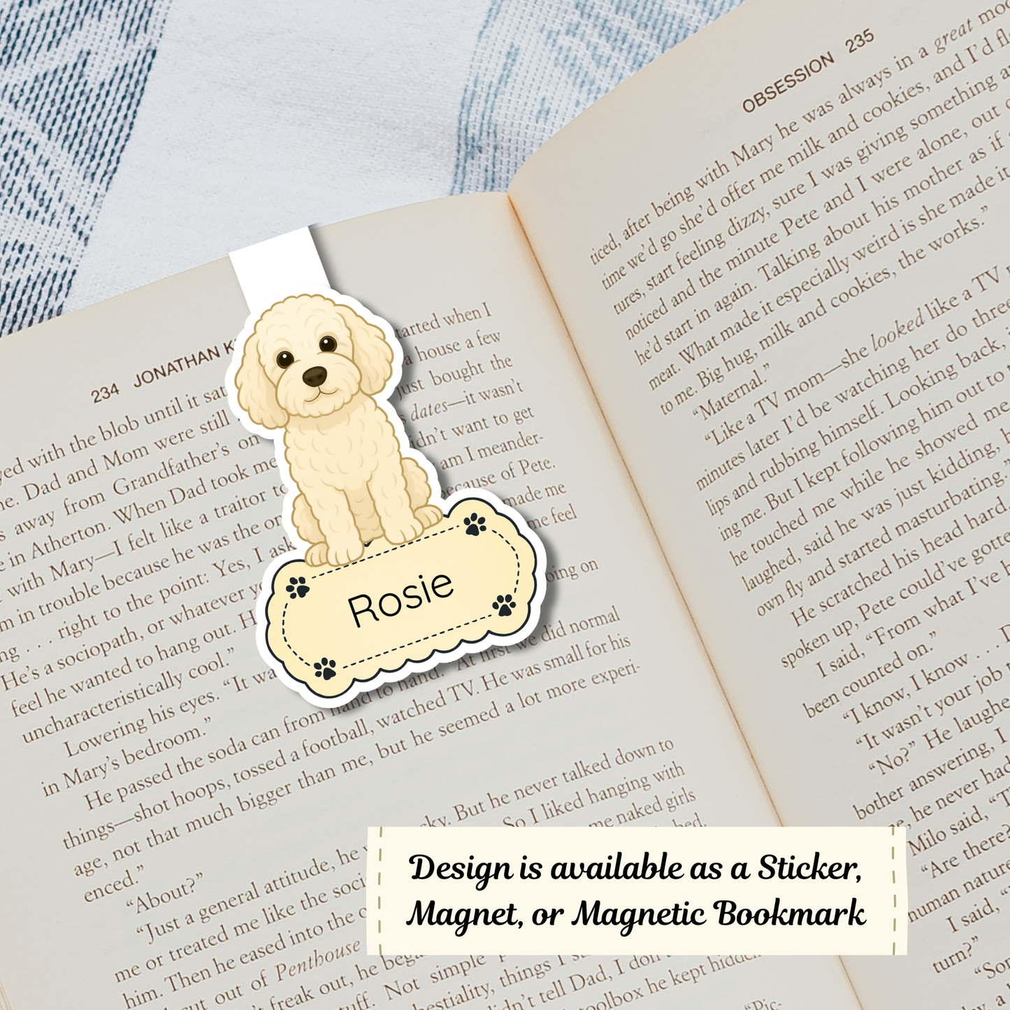 Custom Cockapoo Dog Magnet / Bookmark - Cream