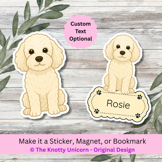 Personalized Cockapoo Dog Sticker - Cream