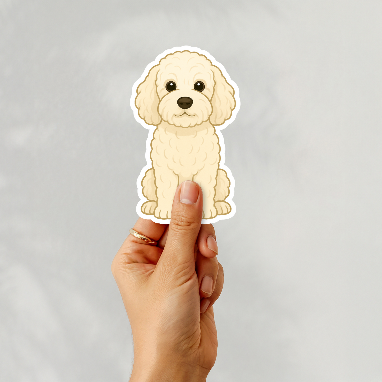 Aimant personnalisé pour chien Cockapoo - Crème | Personnalisable avec le nom de l'animal