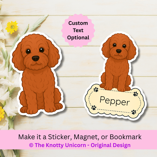 Custom Cockapoo Dog Magnet / Bookmark - Red