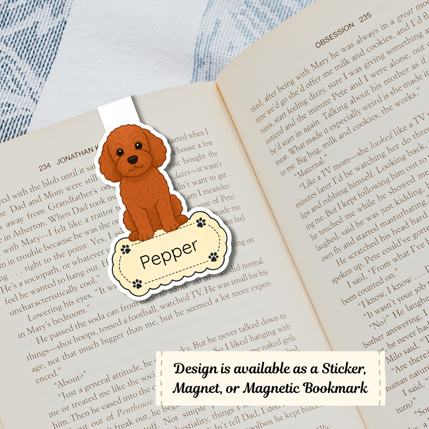 Custom Cockapoo Dog Magnet / Bookmark - Red