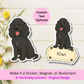 Aimant personnalisé pour chien Cocker Spaniel - Noir | Personnalisable avec le nom de l'animal
