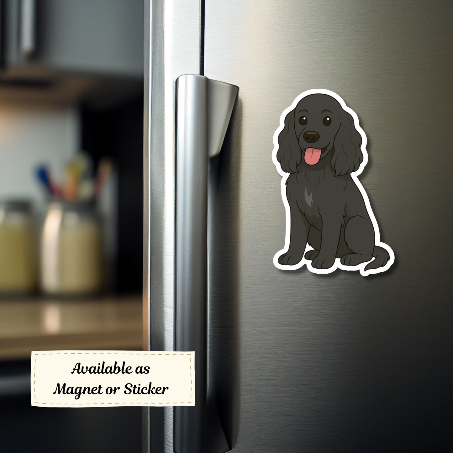 Custom Cocker Spaniel Dog Sticker - Black | Personalized with Name