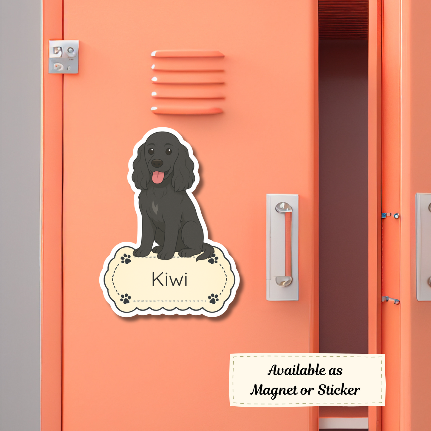 Custom Cocker Spaniel Dog Magnet - Black | Personalized with Pet Name