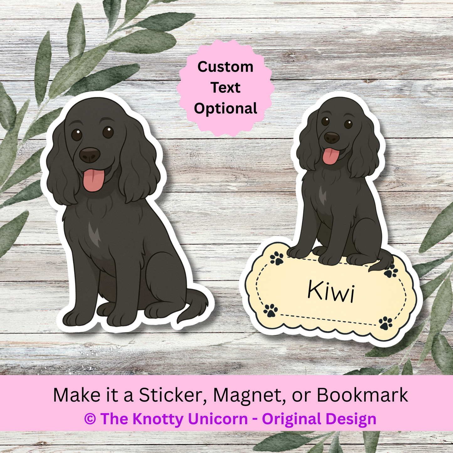 Personalized Cocker Spaniel Dog Sticker - Black