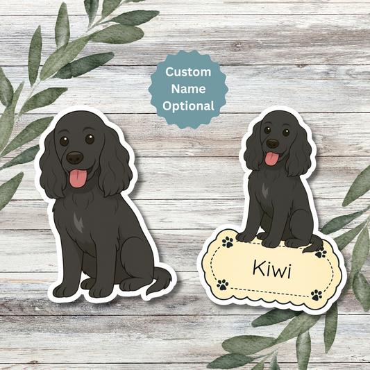 Autocollant personnalisé pour chien Cocker Spaniel - Noir | Personnalisable avec nom