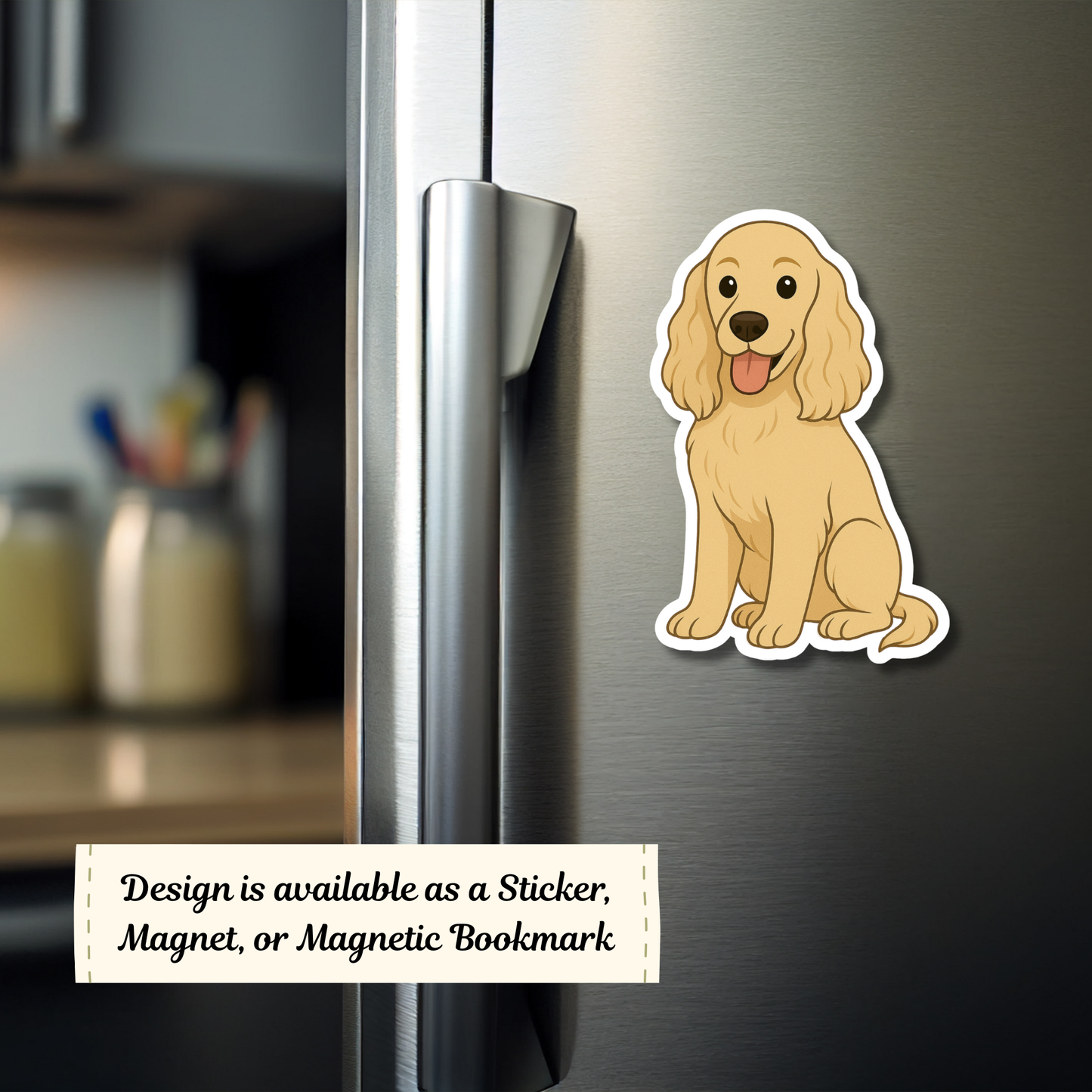 Personalized Cocker Spaniel Dog Sticker - Buff