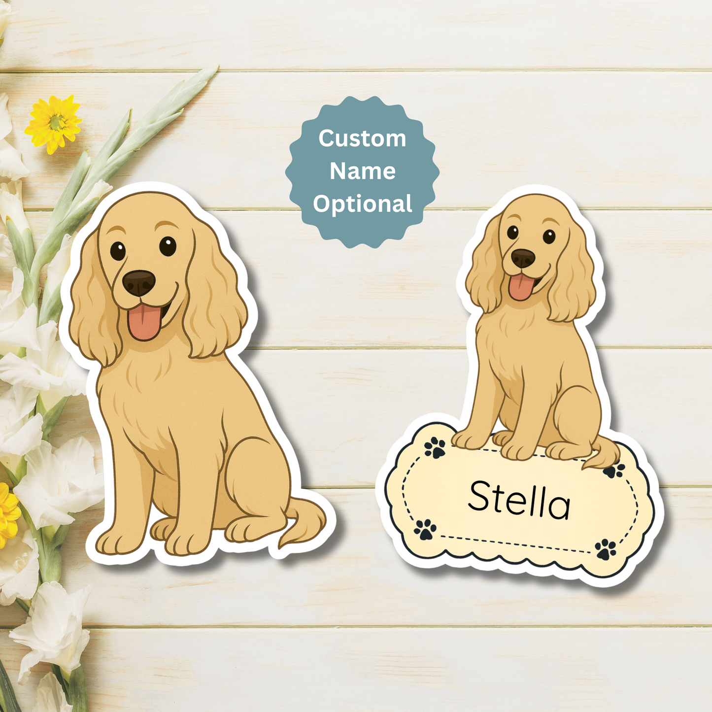 Custom Cocker Spaniel Dog Magnet - Buff | Personalized with Pet Name