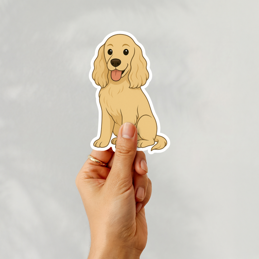 Autocollant personnalisé pour chien Cocker Spaniel - Buff | Personnalisé avec nom