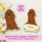 Aimant personnalisé Cocker Spaniel - Chocolat | Personnalisé avec le nom de l'animal
