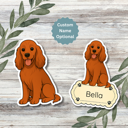 Autocollant personnalisé pour chien Cocker Spaniel - Rouge | Personnalisable avec nom