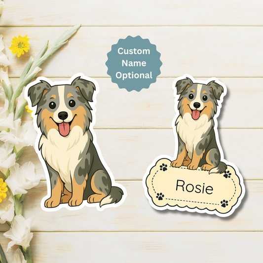 Custom Collie Dog Magnet - Blue Merle | Personalized with Pet Name