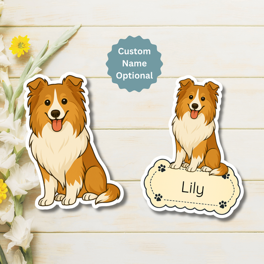 Custom Collie Dog Magnet - Sable and White | Personalized with Pet Name