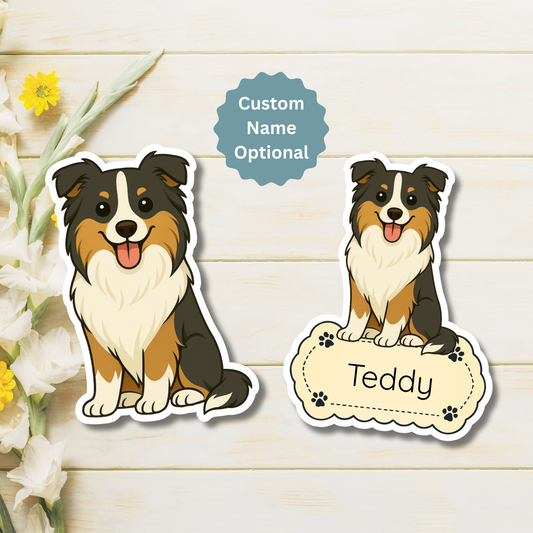 Custom Collie Dog Magnet - Tricolored | Personalized with Pet Name