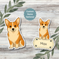 Autocollant personnalisé Pembroke Corgi - Rouge et blanc | Personnalisable avec votre nom