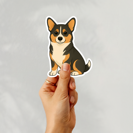 Autocollant personnalisé Pembroke Corgi - Tricolore | Personnalisable avec nom