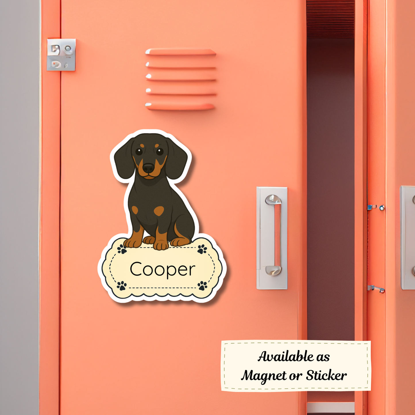Custom Dachshund Dog Sticker - Black and Tan | Personalized with Name