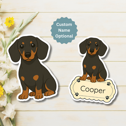 Custom Dachshund Dog Magnet - Black and Tan | Personalized with Pet Name