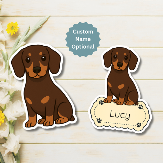 Custom Dachshund Dog Magnet - Chocolate and Tan | Personalized with Pet Name