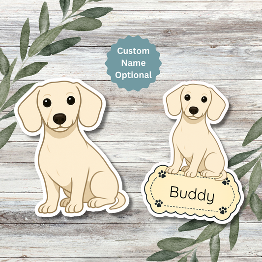 Custom Dachshund Dog Sticker - Cream | Personalized with Name