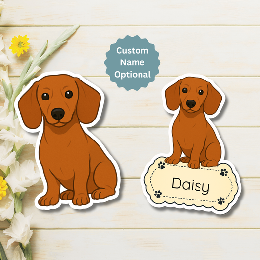 Custom Dachshund Dog Magnet- Red | Personalized with Pet Name