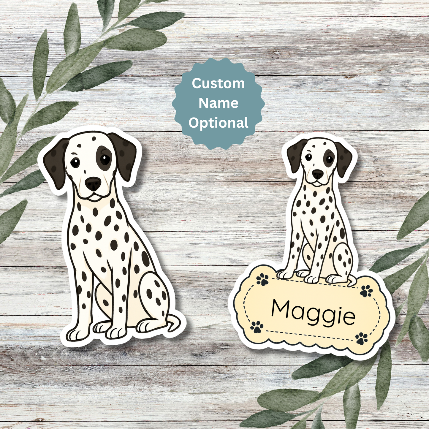 Custom Dalmatian Dog Sticker - Black Spotted | Personalized with Name