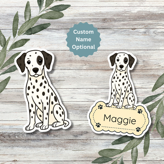 Custom Dalmatian Dog Sticker - Black Spotted | Personalized with Name