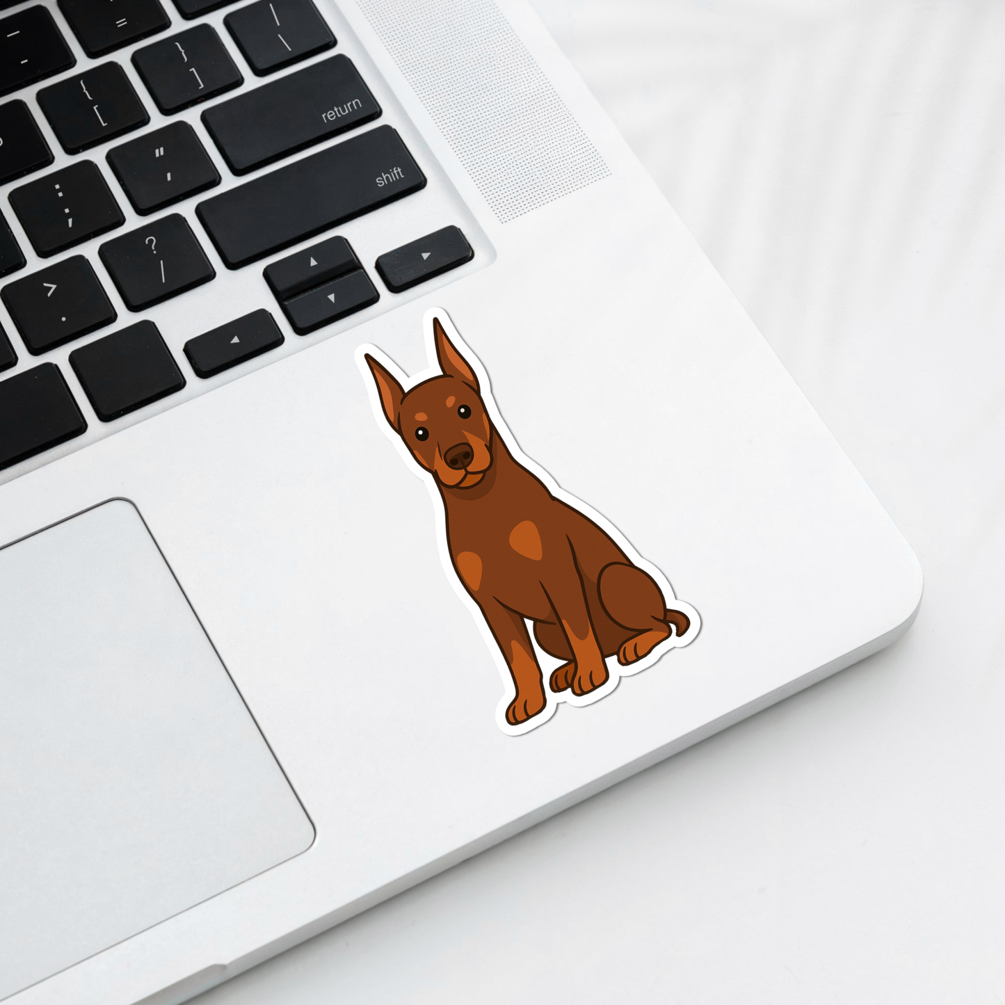 Custom Doberman Pinscher Dog Sticker - Cropped Ears Red and Rust | Personalized with Name
