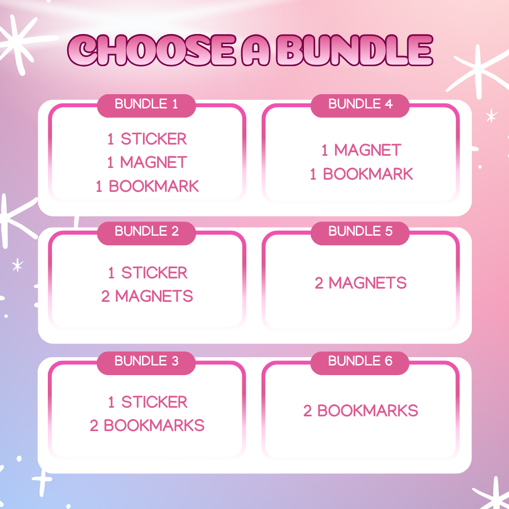 Dog sticker, magnet, and magnetic bookmark bundle options comparison