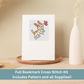 Cross-stitch greeting card featuring an orange and white dog chasing a butterfly, stitched on Aida cloth.