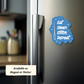 Magnet of “Eat. Sleep. Stitch. Repeat.” on a stainless steel fridge