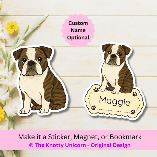 Custom English Bulldog Dog Magnet / Bookmark - Red and White