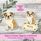 Personalized English Bulldog Dog Sticker - Fawn and White