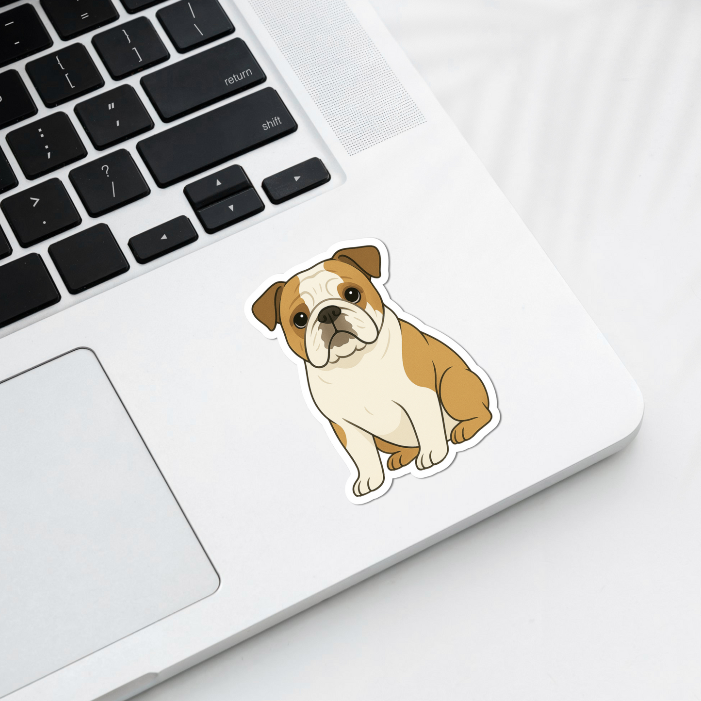 Custom English Bulldog Dog Sticker - Fawn and White | Personalized with Name