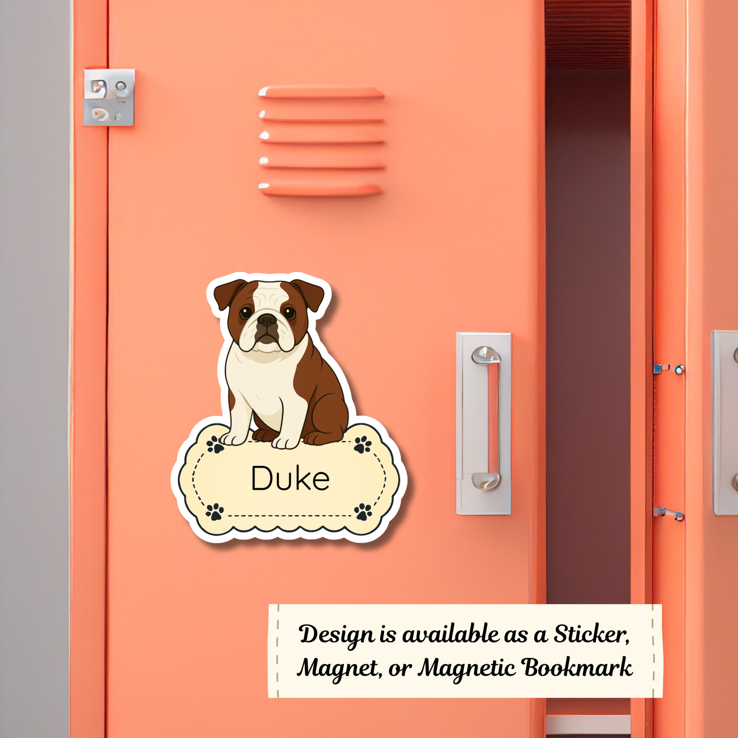 Custom English Bulldog Dog Magnet / Bookmark - Red and White