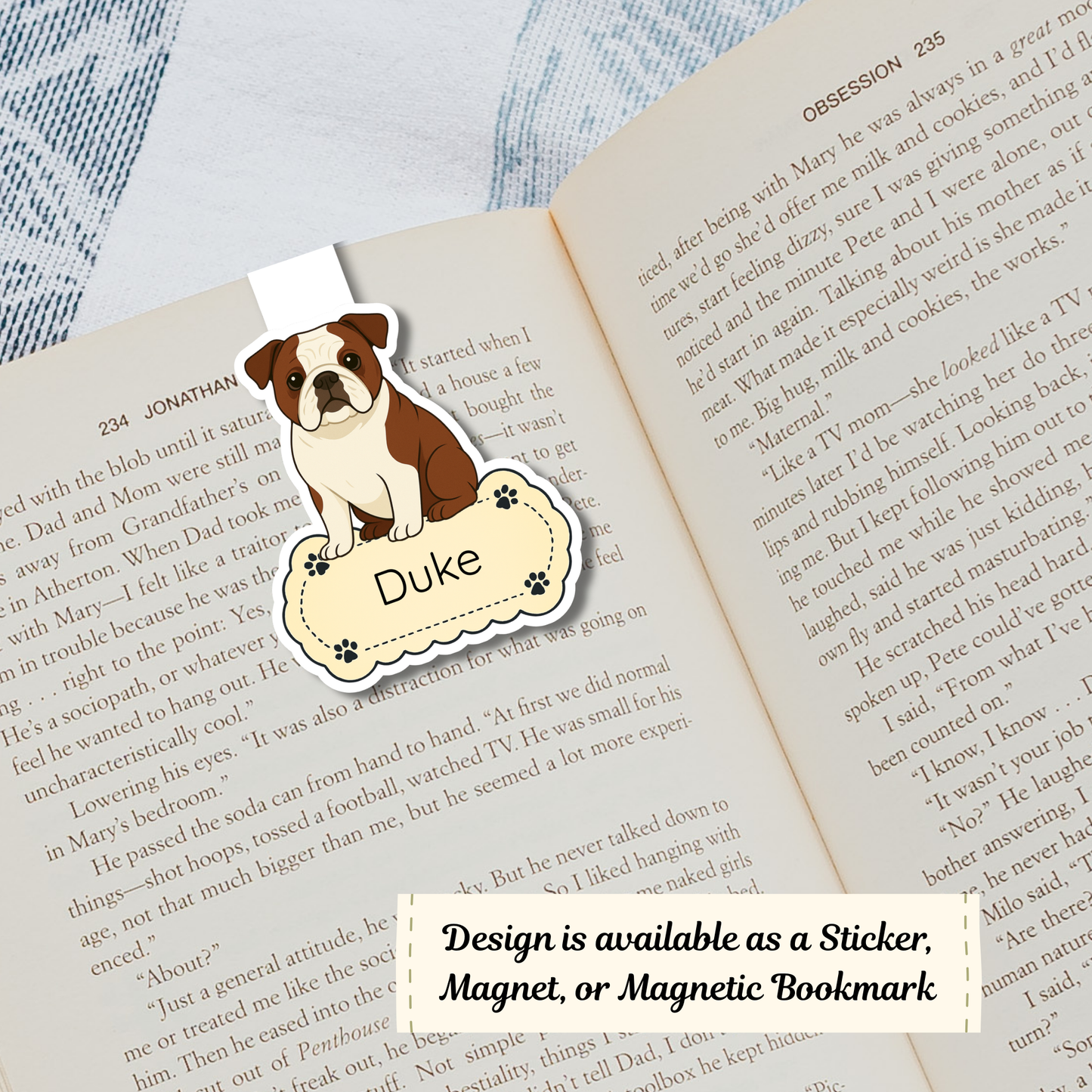 Custom English Bulldog Dog Magnet / Bookmark - Red and White
