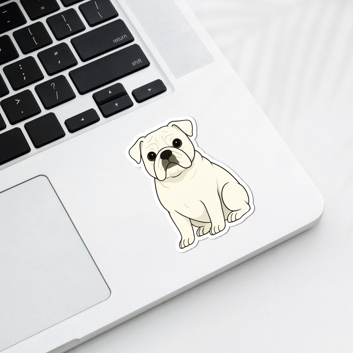 Aimant bouledogue anglais personnalisé – Blanc | Personnalisable avec le nom de l'animal