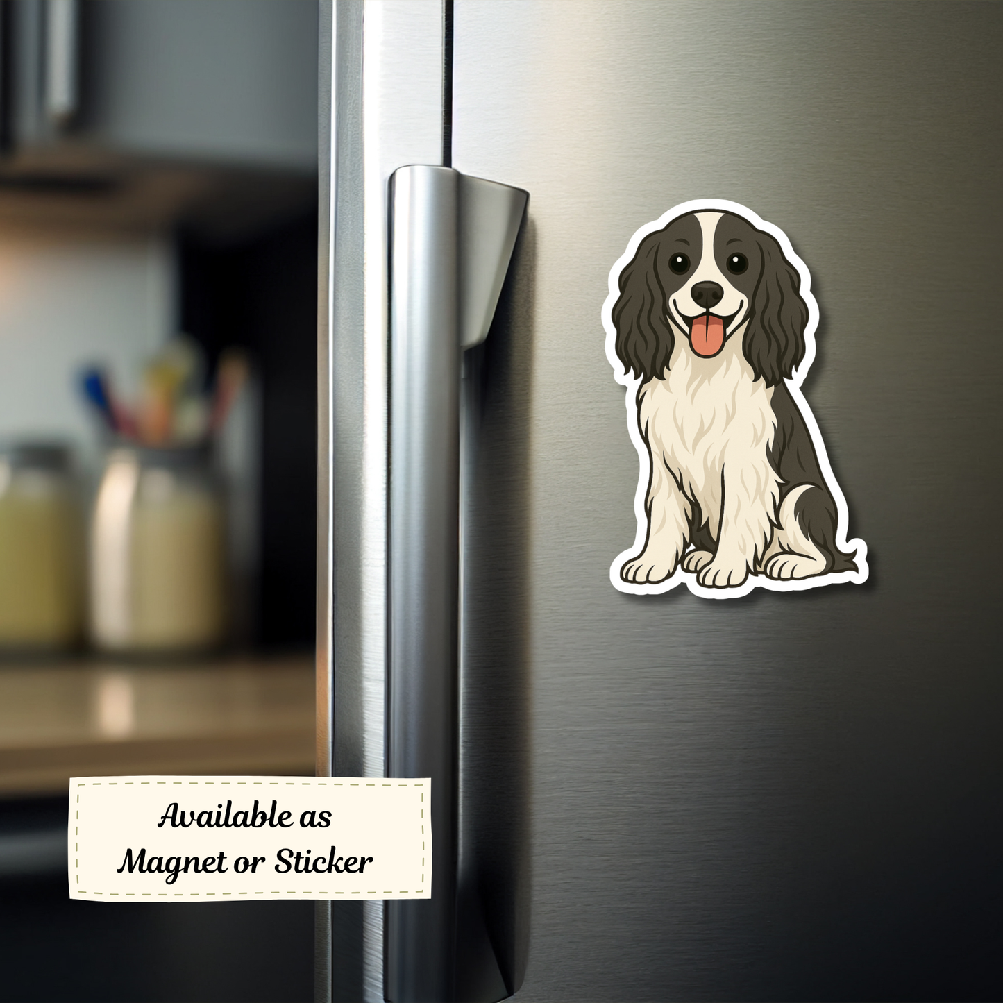 Custom English Springer Spaniel Dog Sticker - Black and White | Personalized with Name