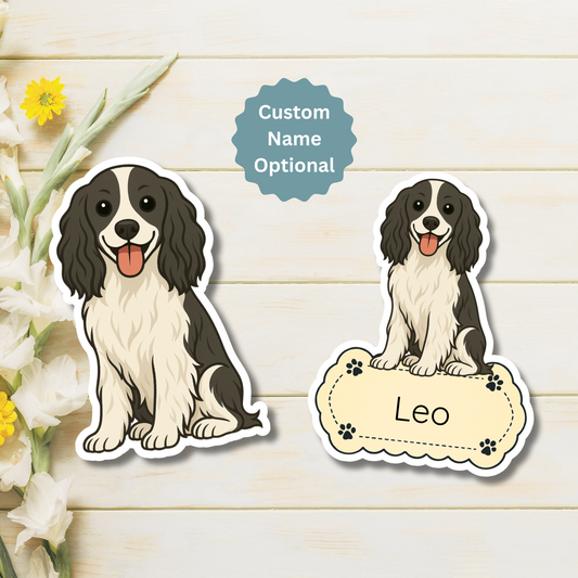 Custom English Springer Spaniel Dog Magnet - Black and White | Personalized with Pet Name
