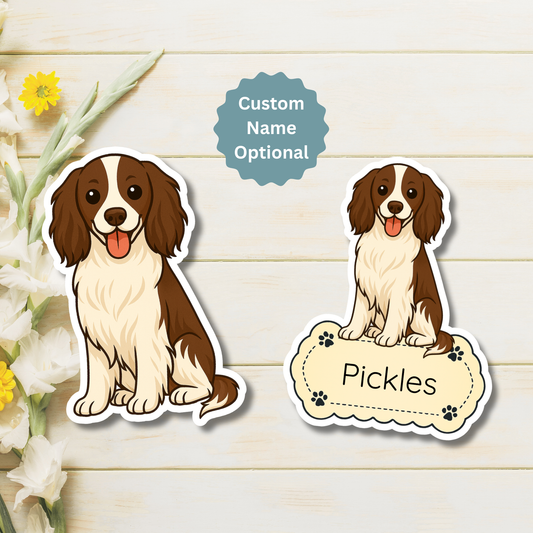 Custom English Springer Dog Magnet Liver and White  | Personalized with Pet Name