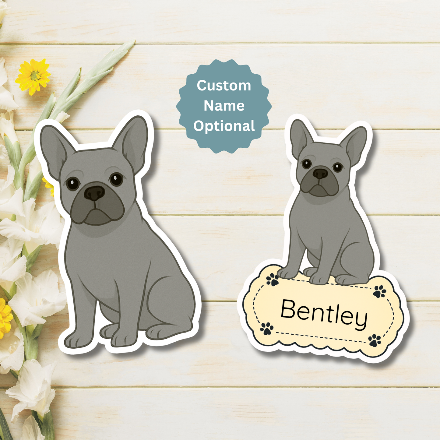 Custom French Bulldog Dog Magnet - Blue | Personalized with Pet Name