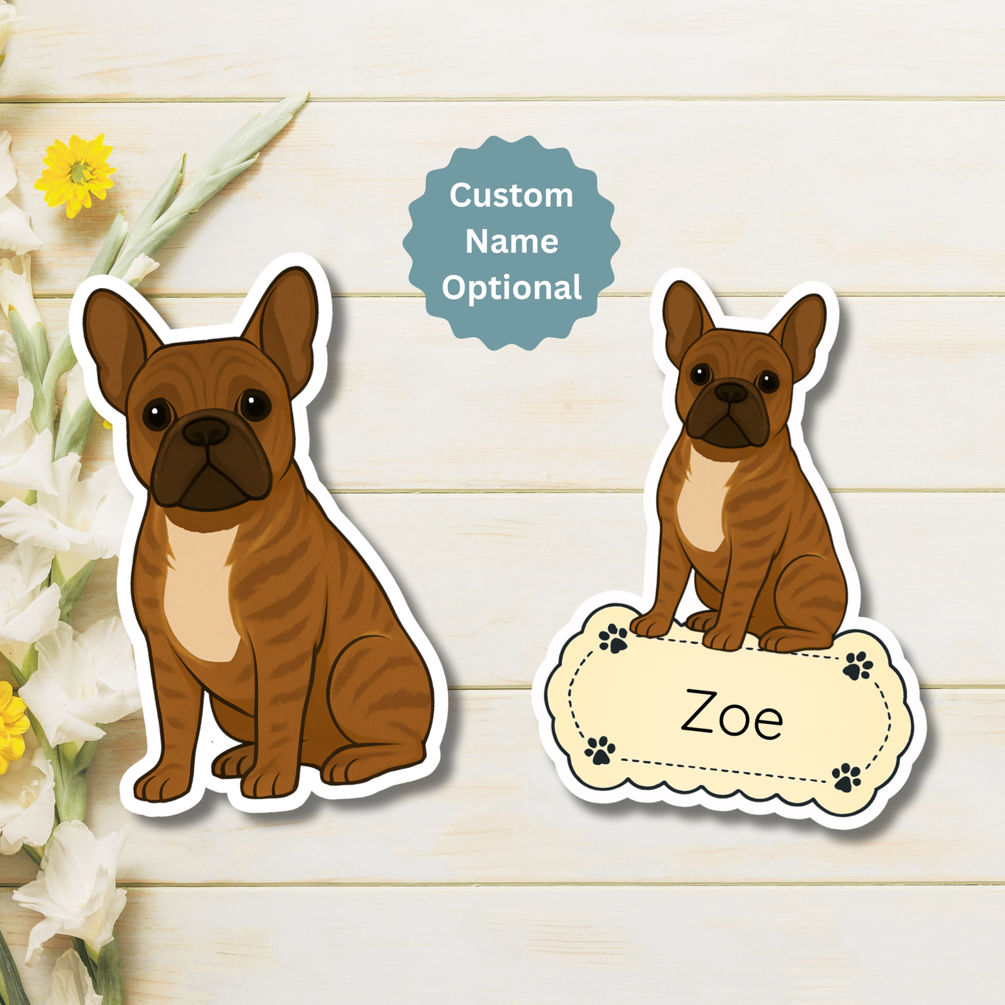 Custom French Bulldog Dog Magnet - Brindle | Personalized with Pet Name