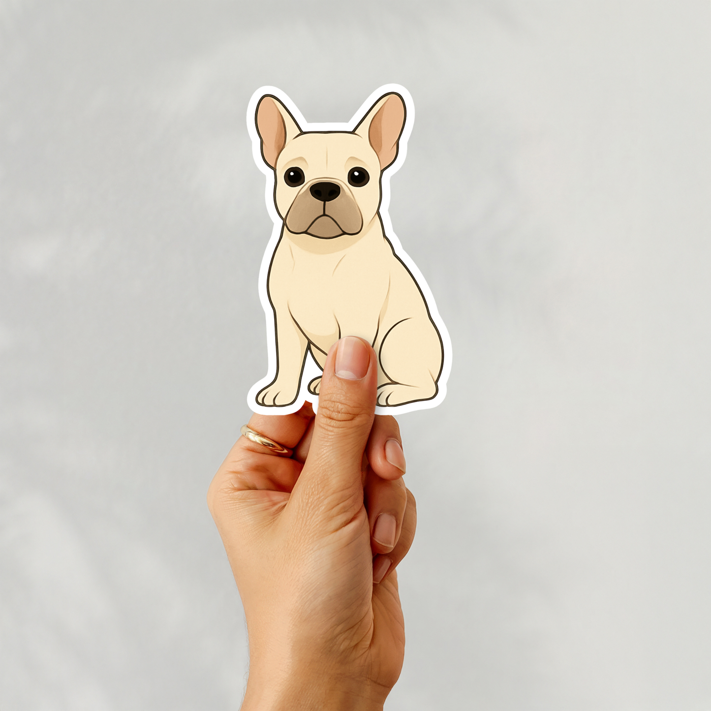 Autocollant bouledogue français personnalisé – Crème | Personnalisable avec nom