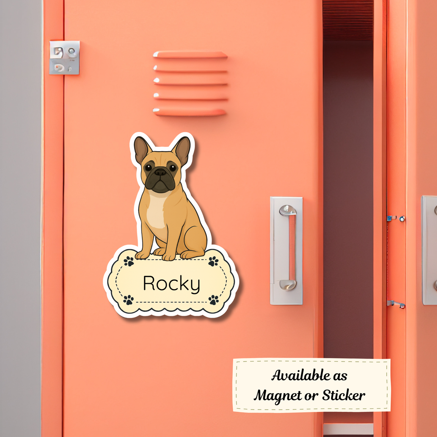 Custom French Bulldog Dog Sticker - Fawn | Personalized with Name