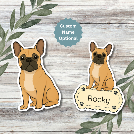 Custom French Bulldog Dog Sticker - Fawn | Personalized with Name