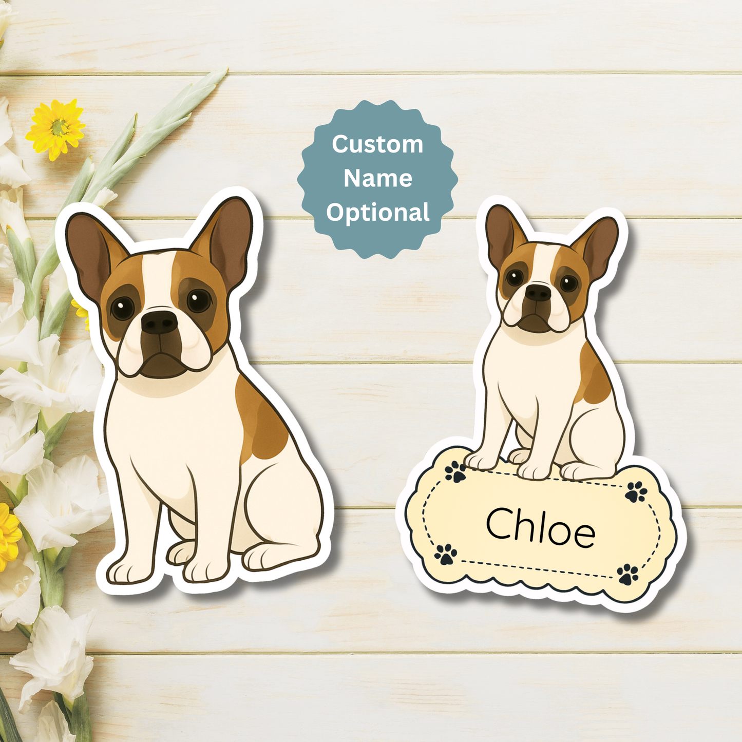 Custom French Bulldog Dog Magnet - Pied | Personalized with Pet Name