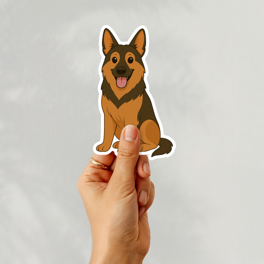 Custom German Shephard Dog Sticker - Black and Red | Personalized with Name