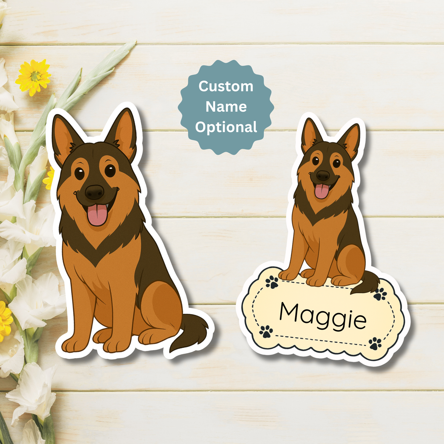 Custom German Shepherd Dog Magnet - Black and Red | Personalized with Pet Name