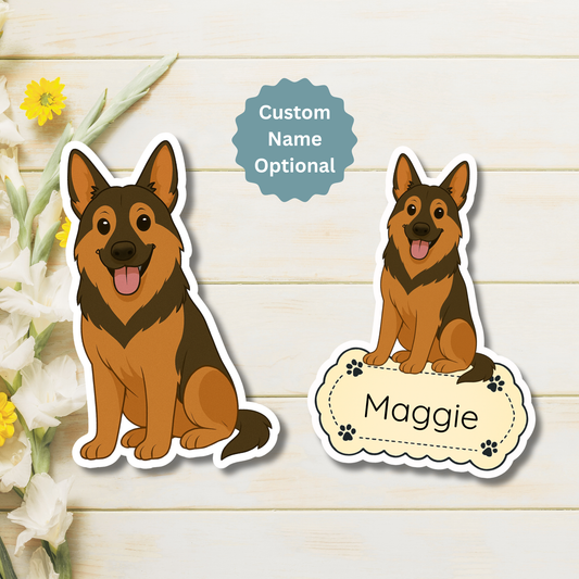Custom German Shepherd Dog Magnet - Black and Red | Personalized with Pet Name